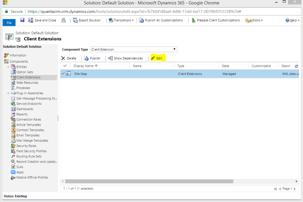 Missing Site Map Edit Button Dynamics 365 Sales CRM 1