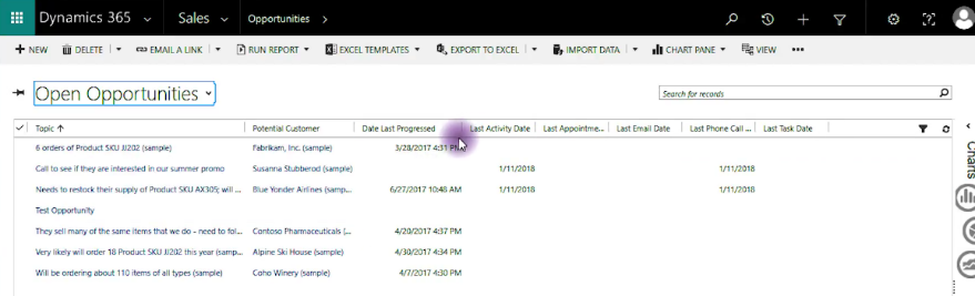 Last Sales Activity Date Tracker Custom Opportunities View