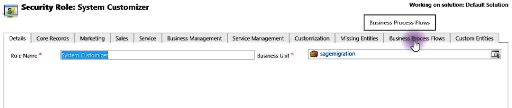 Security Role Business Process Flows Tab Microsoft Dynamics 365 for Sales CRM
