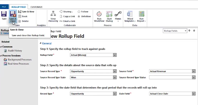 Add New Rollup Field Define Parameters Microsoft Dynamics 365 for Sales CRM