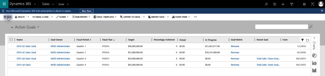 Goals Microsoft Dynamics 365 for Sales CRM