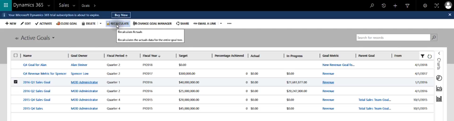 Recalculate Goals Microsoft Dynamics 365 for Sales CRM